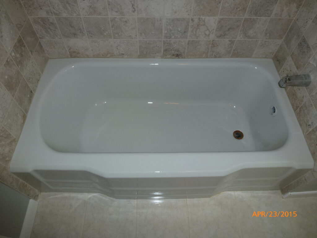 Shiny white bathtub after refinishing
