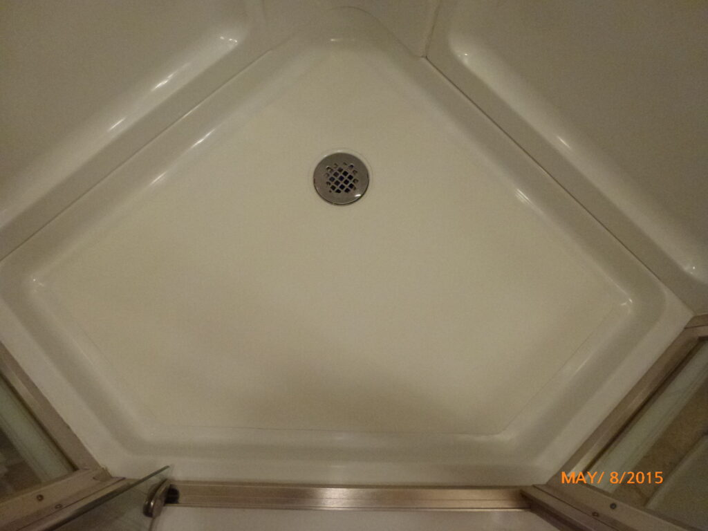 Inlay for repairing shower floor pan permanently